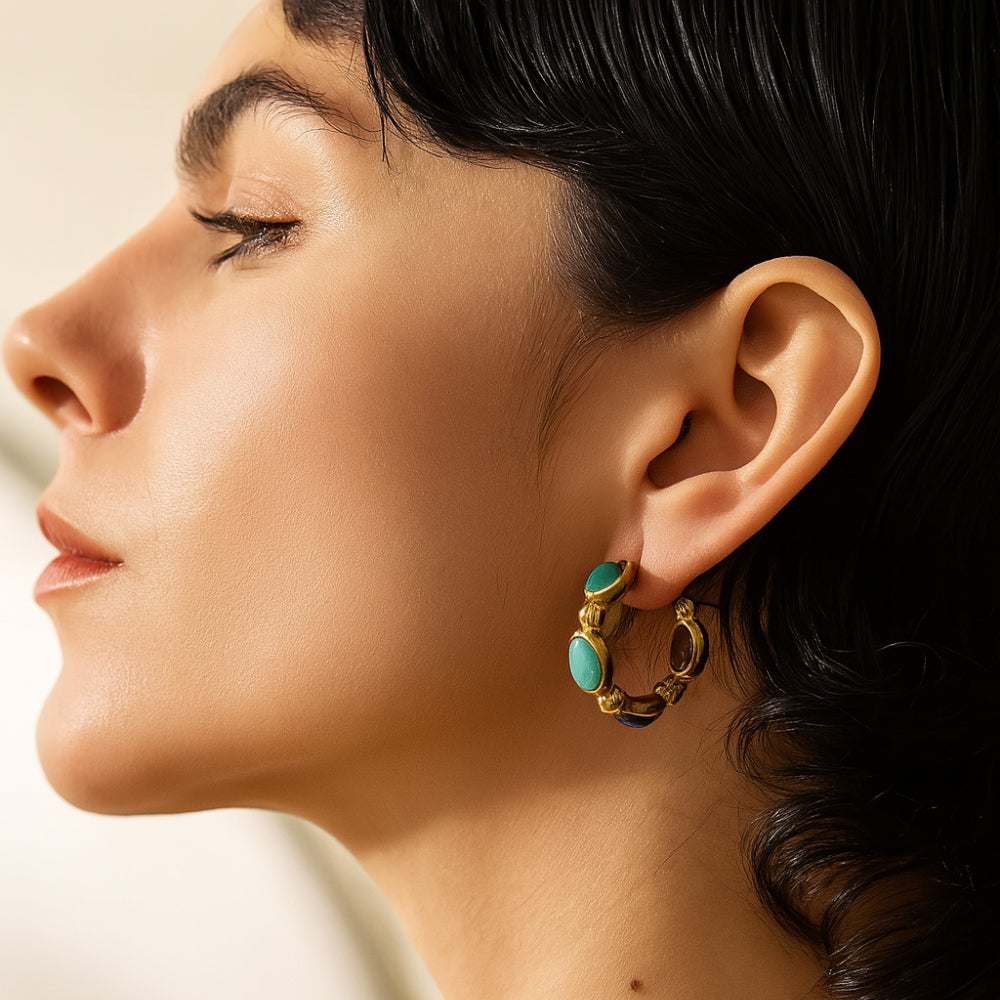 Colorful Natural Stone Agate Earrings