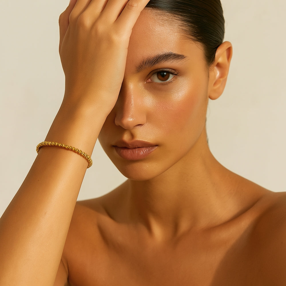 Round Beaded Bangle Bracelet