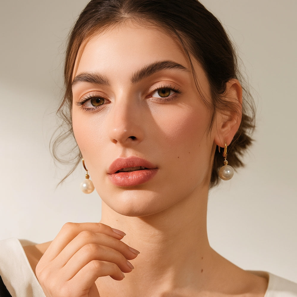 Round Pearls Drop Earrings