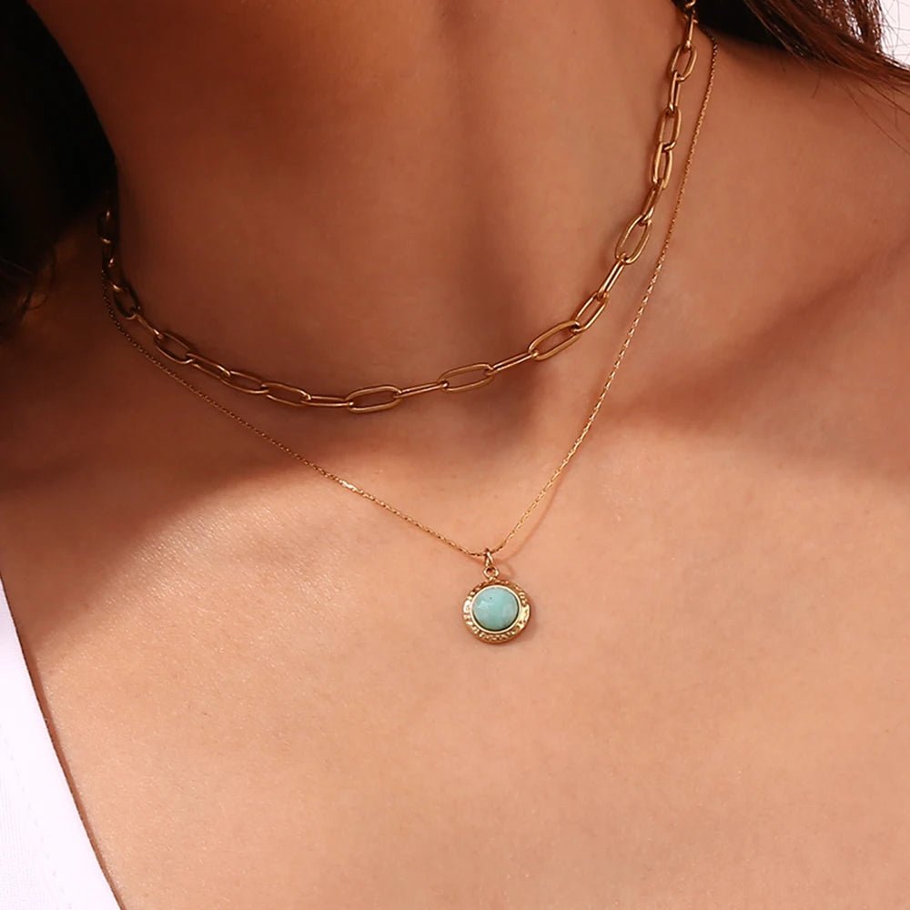 Amazon Stone Pendant Necklace - Zafinne Jewelry
