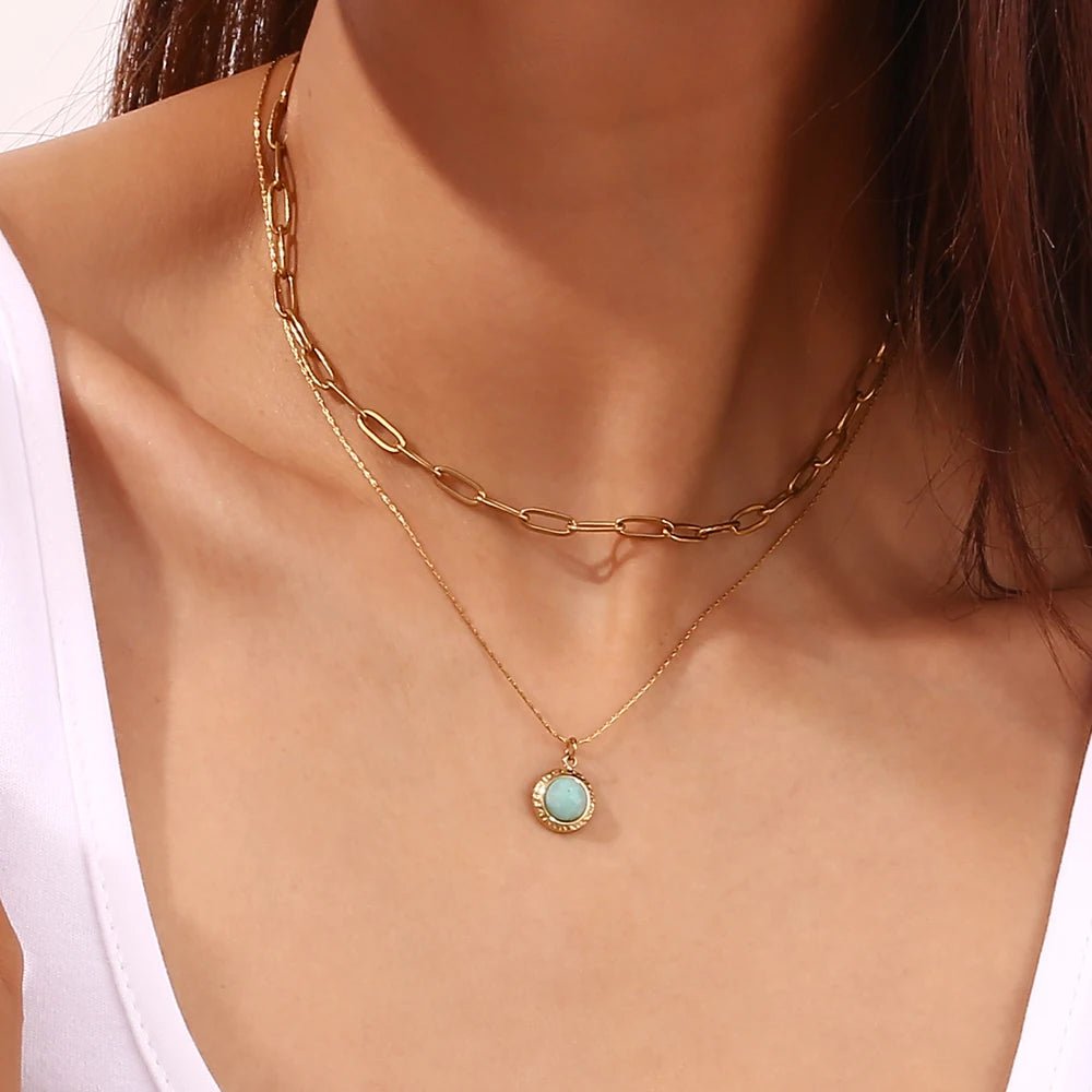 Amazon Stone Pendant Necklace - Zafinne Jewelry