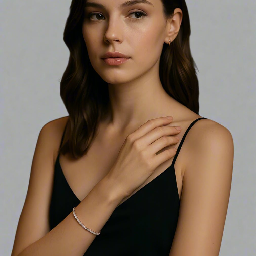 Amelia Crystal Tennis Bracelet Rose Gold - Zafinne Jewelry