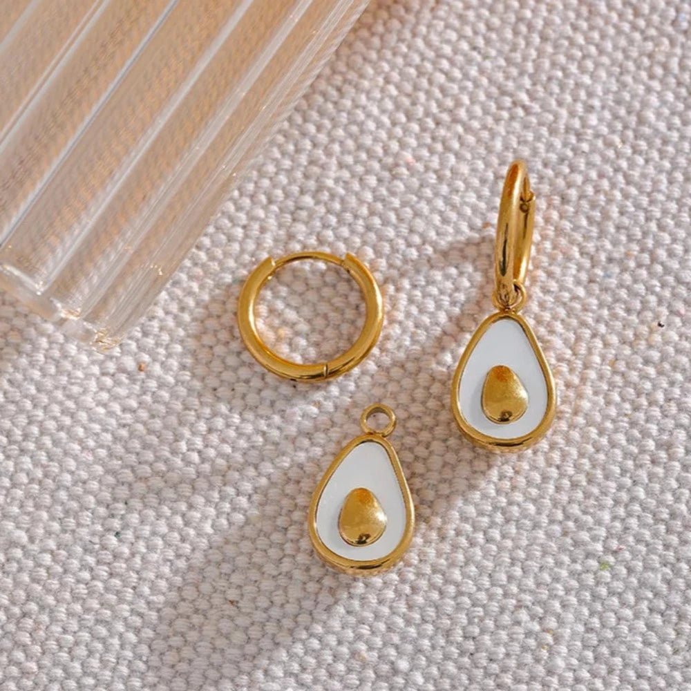 Avocado Drop Hoop Earrings - Zafinne Jewelry