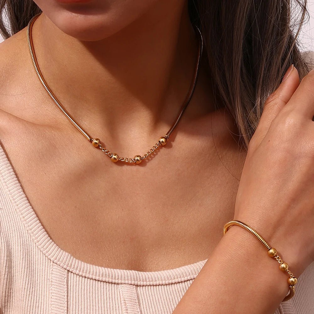 Beads Snake Chain Bracelet - Zafinne Jewelry