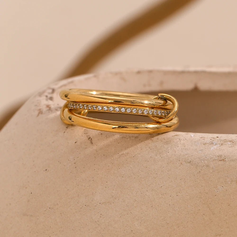 Camille Triple Band Pavé Ring - Zafinne Jewelry