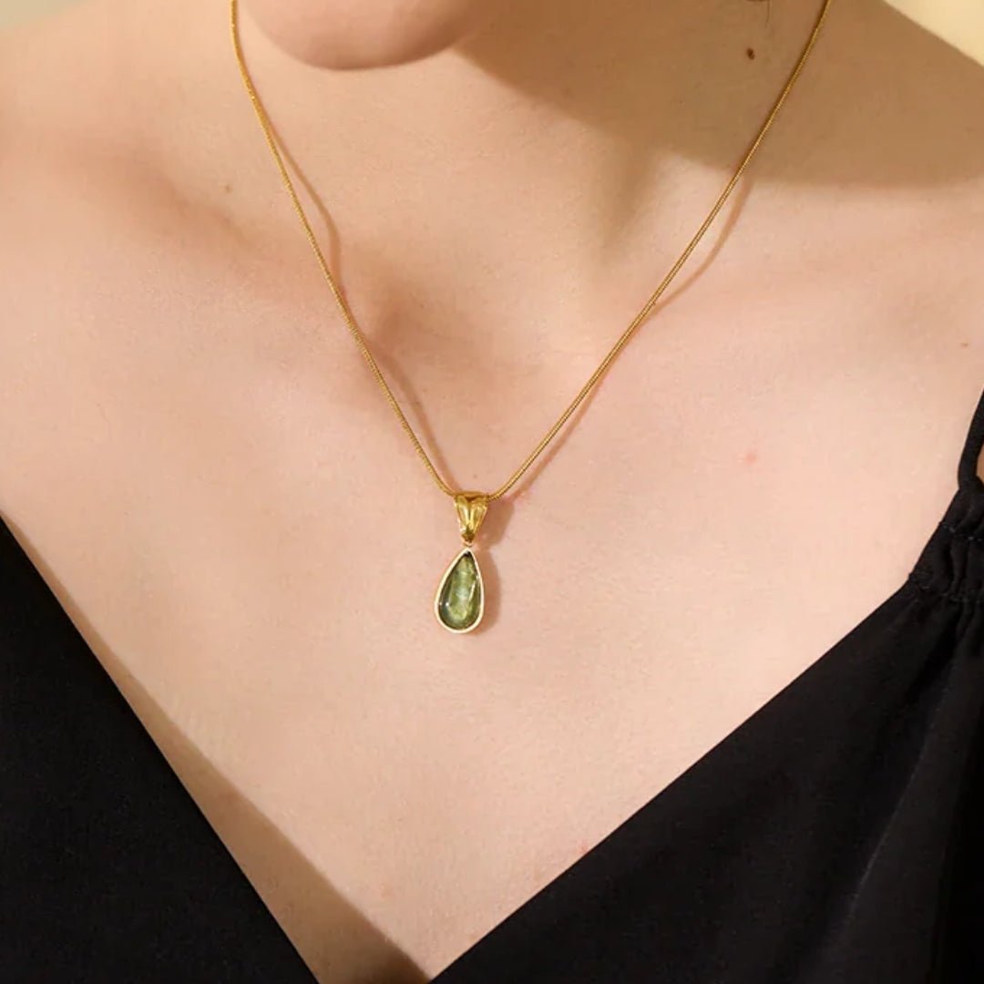 Celeste Blue Teardrop Pendant Necklace - Zafinne Jewelry