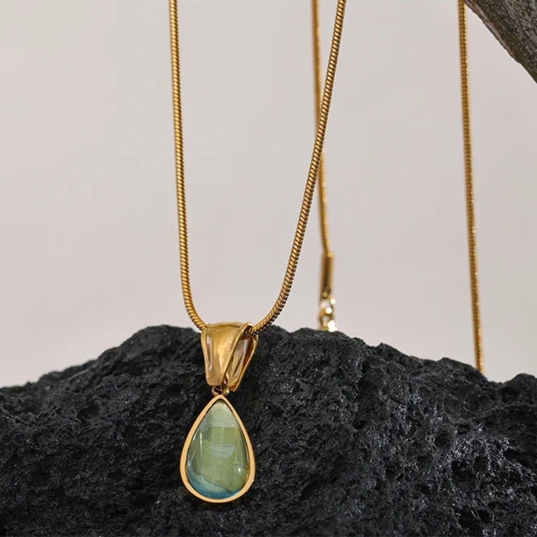 Celeste Blue Teardrop Pendant Necklace - Zafinne Jewelry