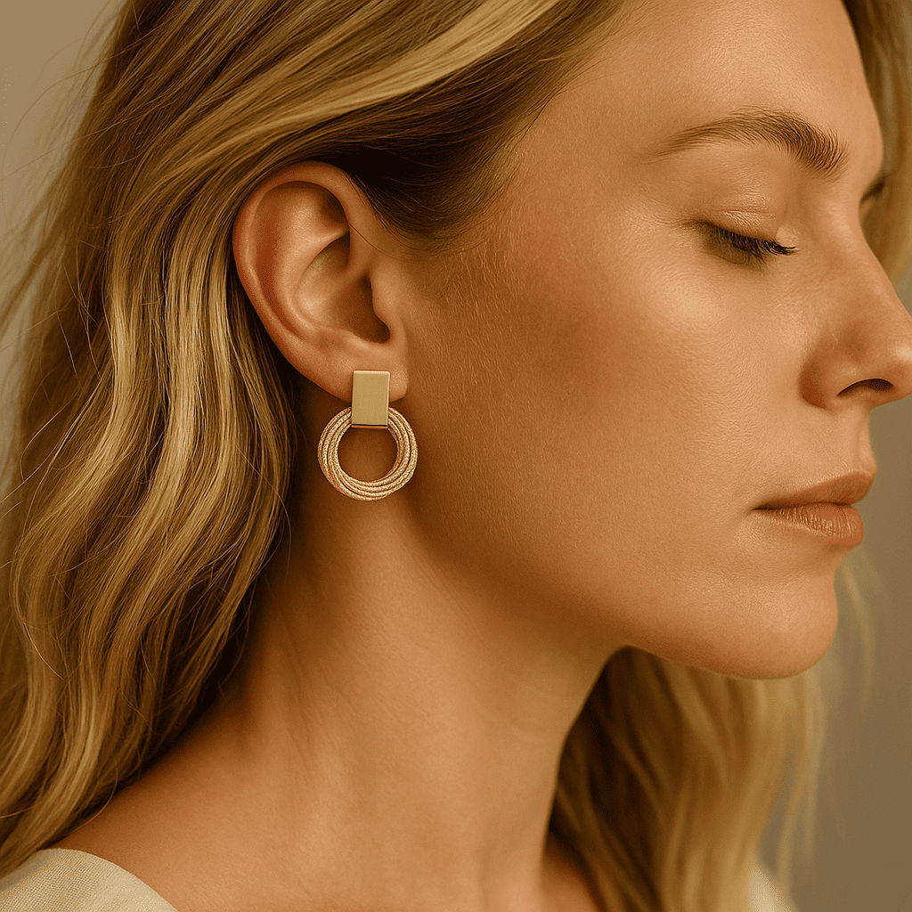 Circle Pendant Gold Earrings - Zafinne Jewelry