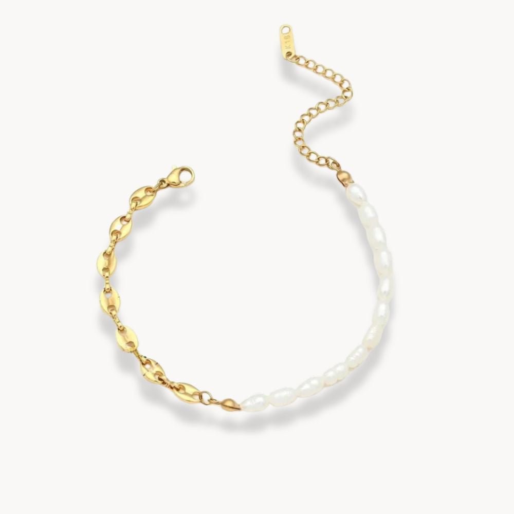 Coffee Bean and Freshwater Pearl Bracelet - Zafinne Jewelry