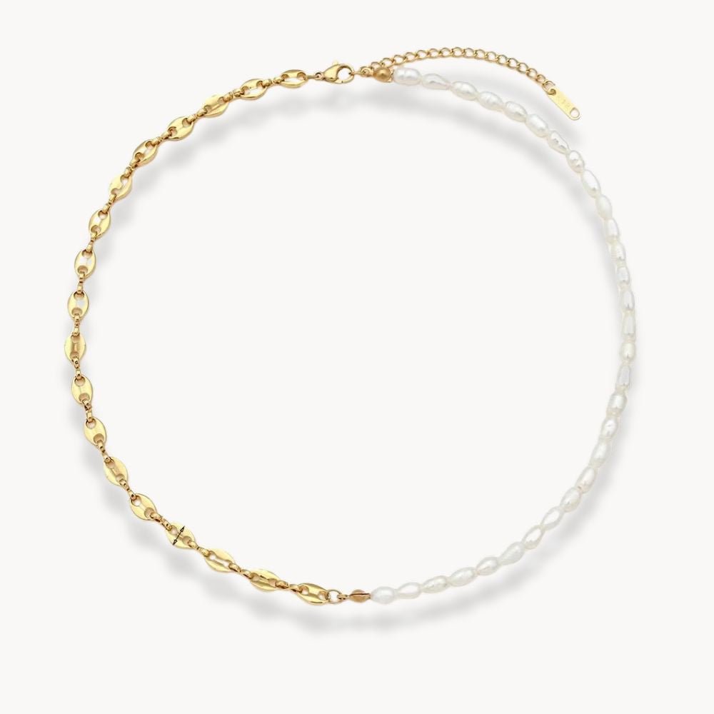 Coffee Bean and Freshwater Pearl Necklace - Zafinne Jewelry