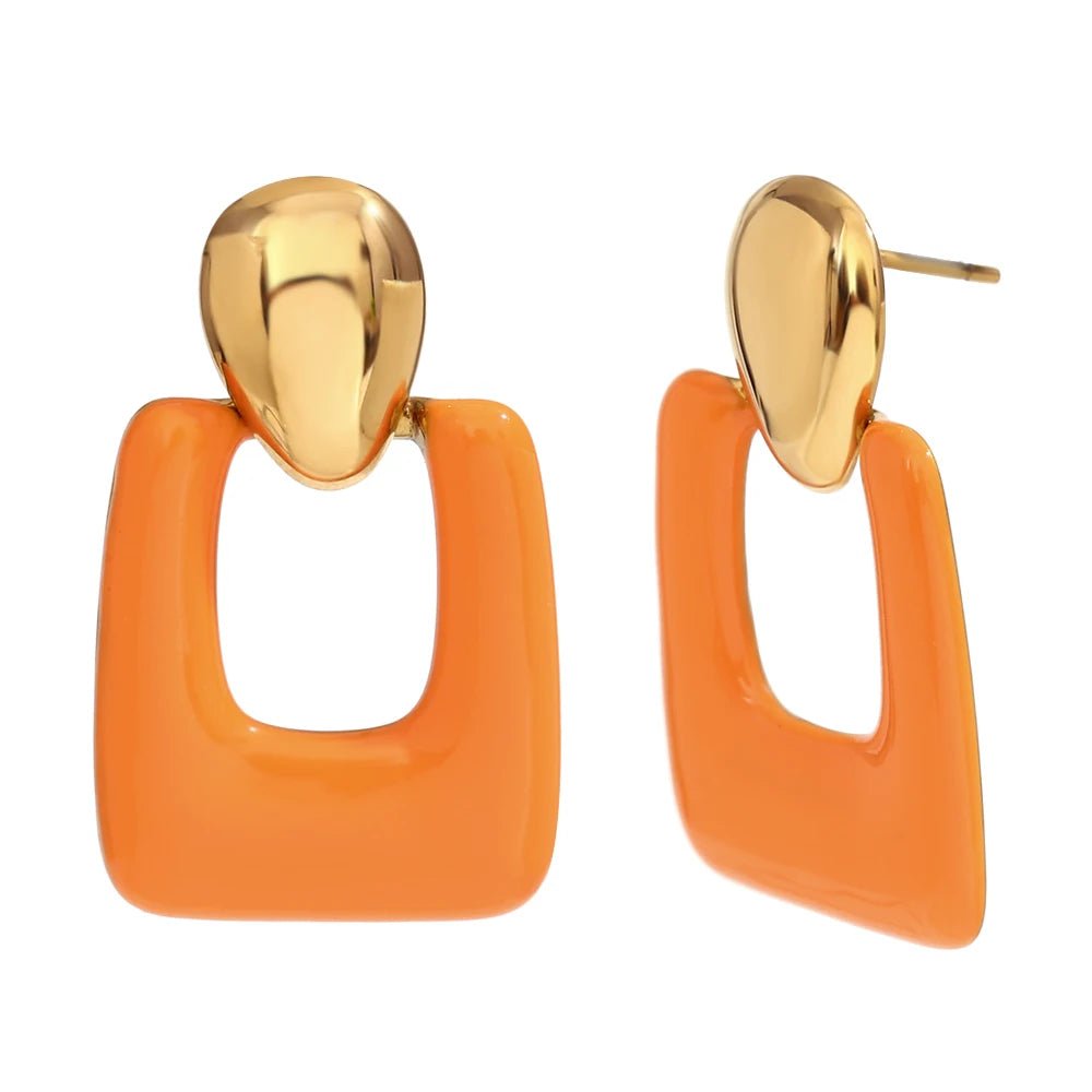 Colorful Hollow Rectangular Drop Earrings - Zafinne Jewelry