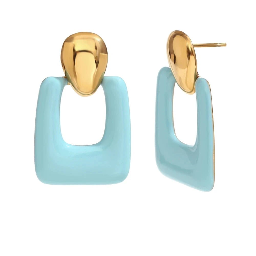 Colorful Hollow Rectangular Drop Earrings - Zafinne Jewelry