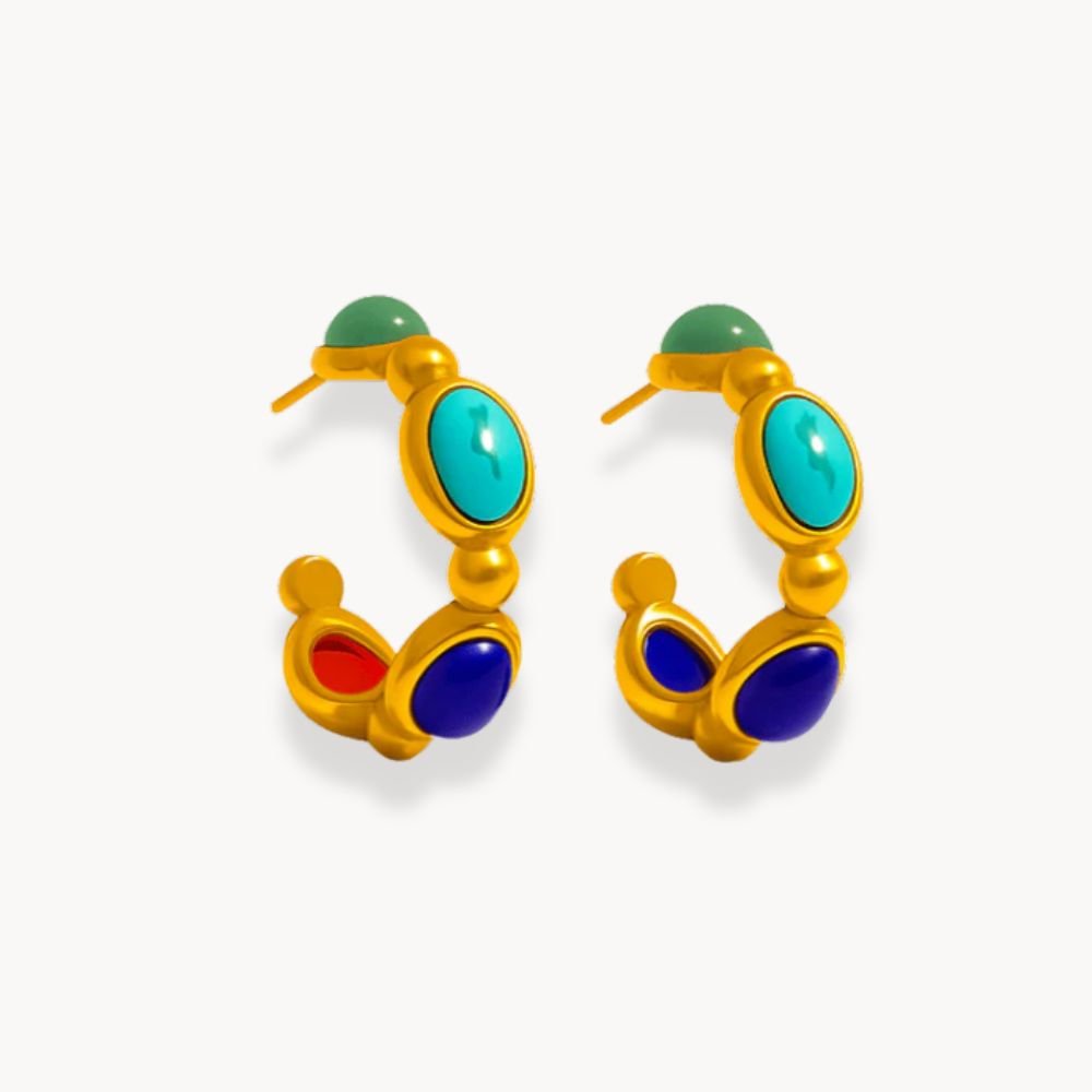 Colorful Natural Stone Agate Earrings - Zafinne Jewelry