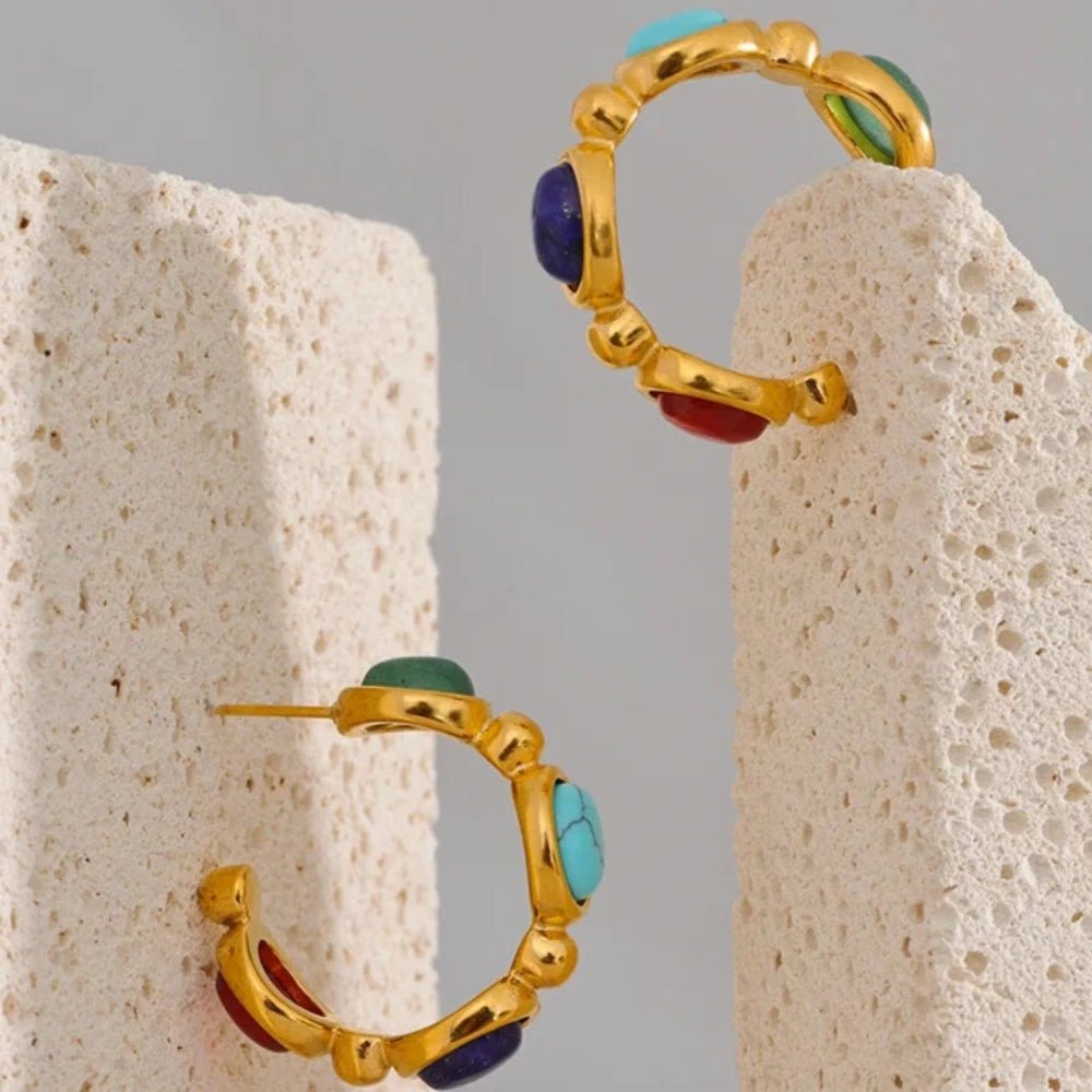 Colorful Natural Stone Agate Earrings - Zafinne Jewelry