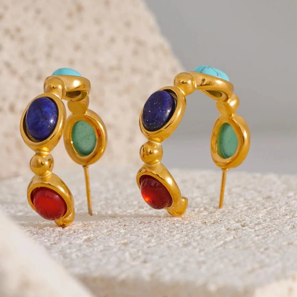 Colorful Natural Stone Agate Earrings - Zafinne Jewelry