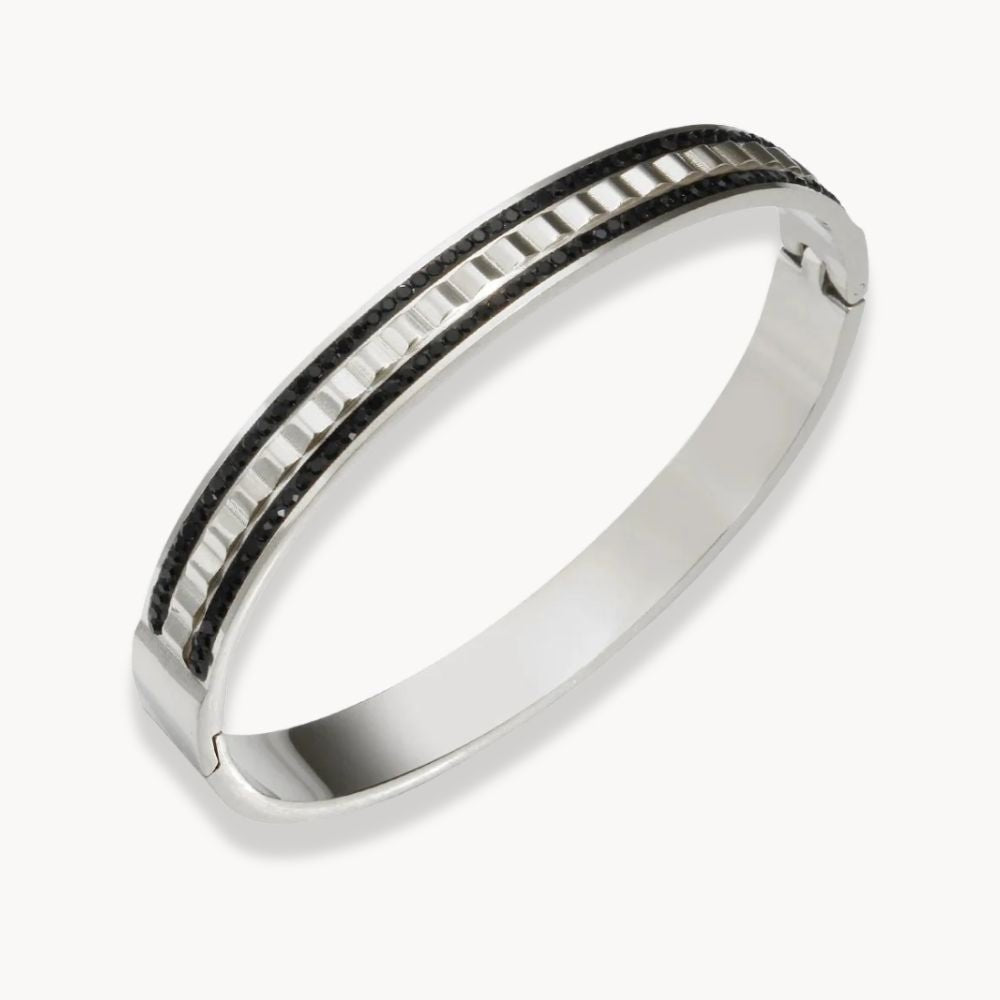 Crystal Black and White Bangle Bracelet - Zafinne Jewelry