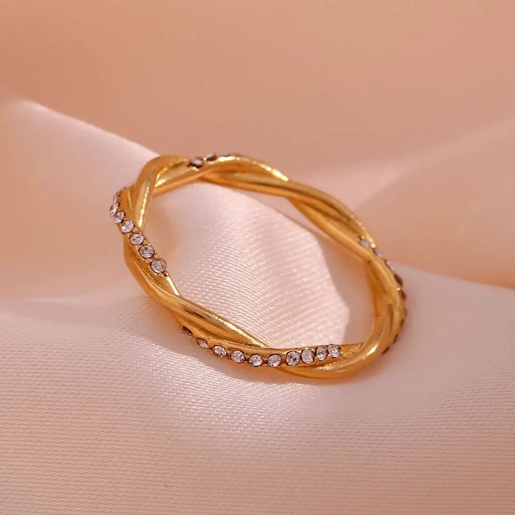 Crystal Twisted Ring - Zafinne Jewelry