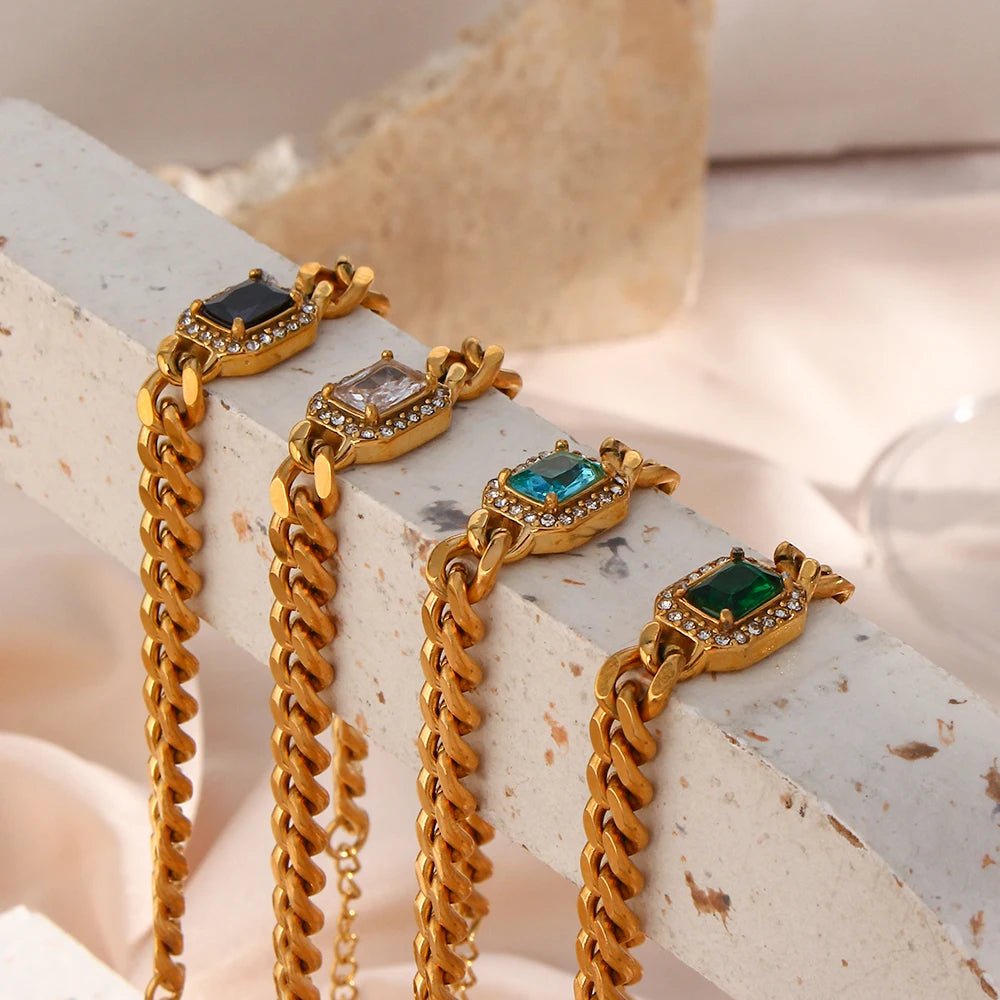 Cubic Zirconia Cuban Chain Bracelet - Zafinne Jewelry