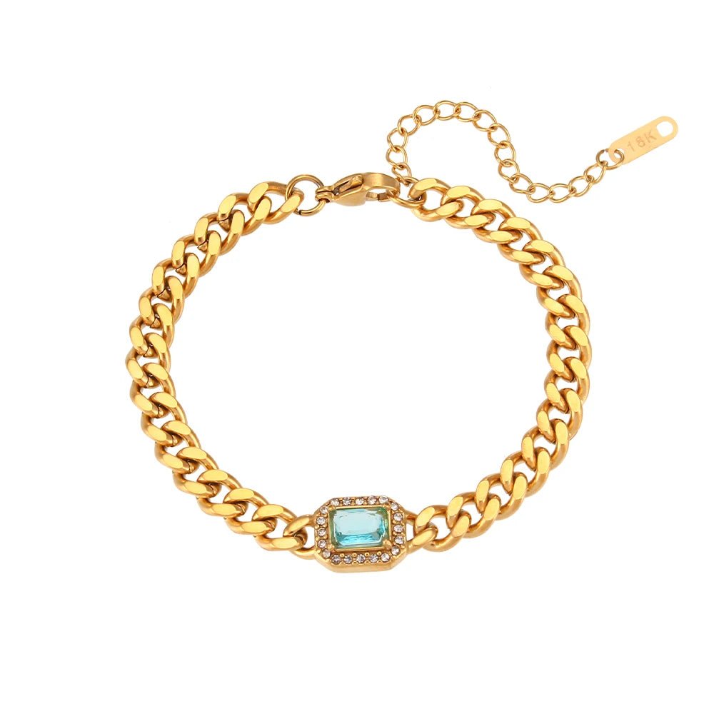 Cubic Zirconia Cuban Chain Bracelet - Zafinne Jewelry