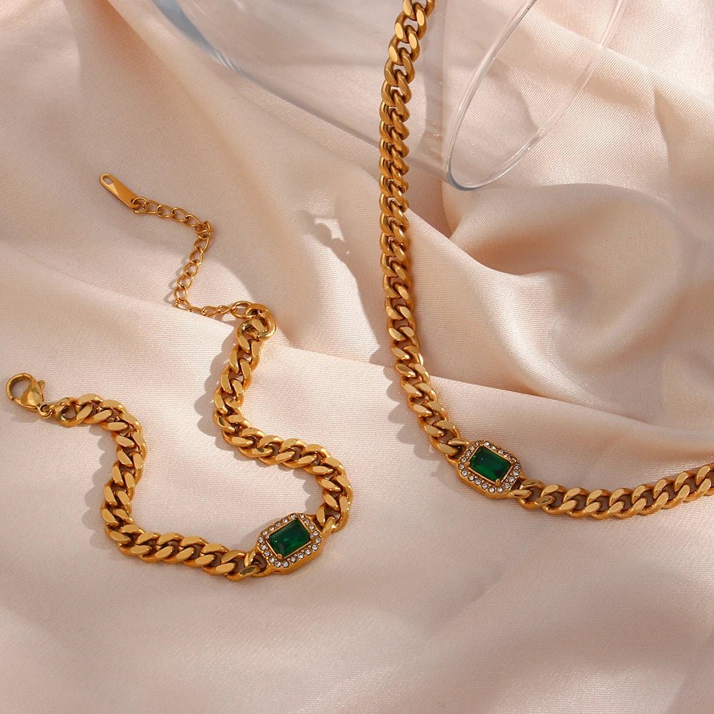 Cubic Zirconia Cuban Chain Bracelet - Zafinne Jewelry