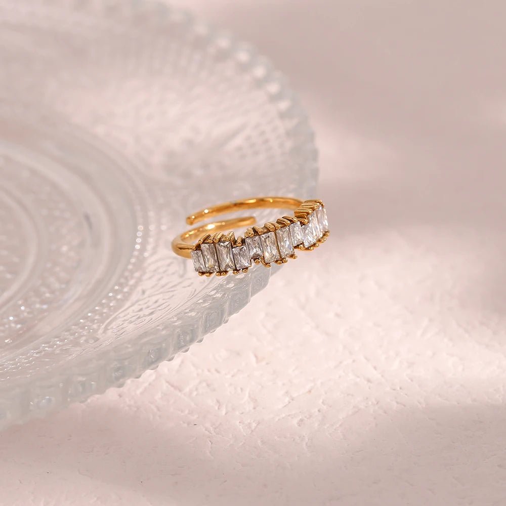 Cubic Zirconia Shiny Adjustable Ring - Zafinne Jewelry