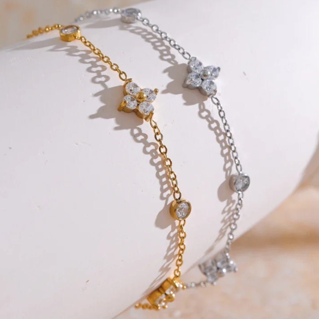 Elena Dainty Zircon Clover Bracelet - Zafinne Jewelry