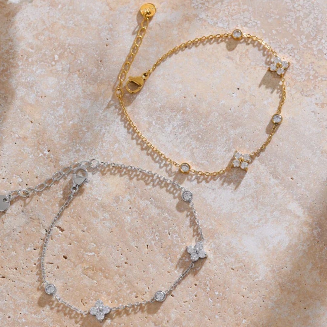 Elena Dainty Zircon Clover Bracelet - Zafinne Jewelry