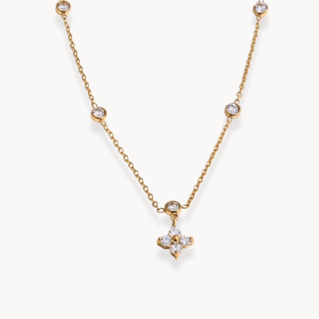 Elena Dainty Zircon Clover Necklace - Zafinne Jewelry