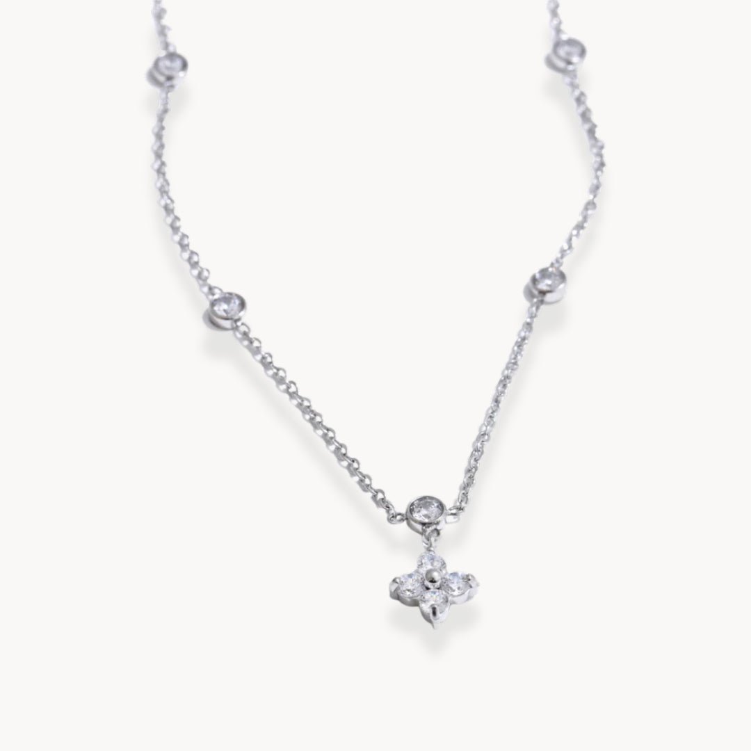 Elena Dainty Zircon Clover Necklace - Zafinne Jewelry
