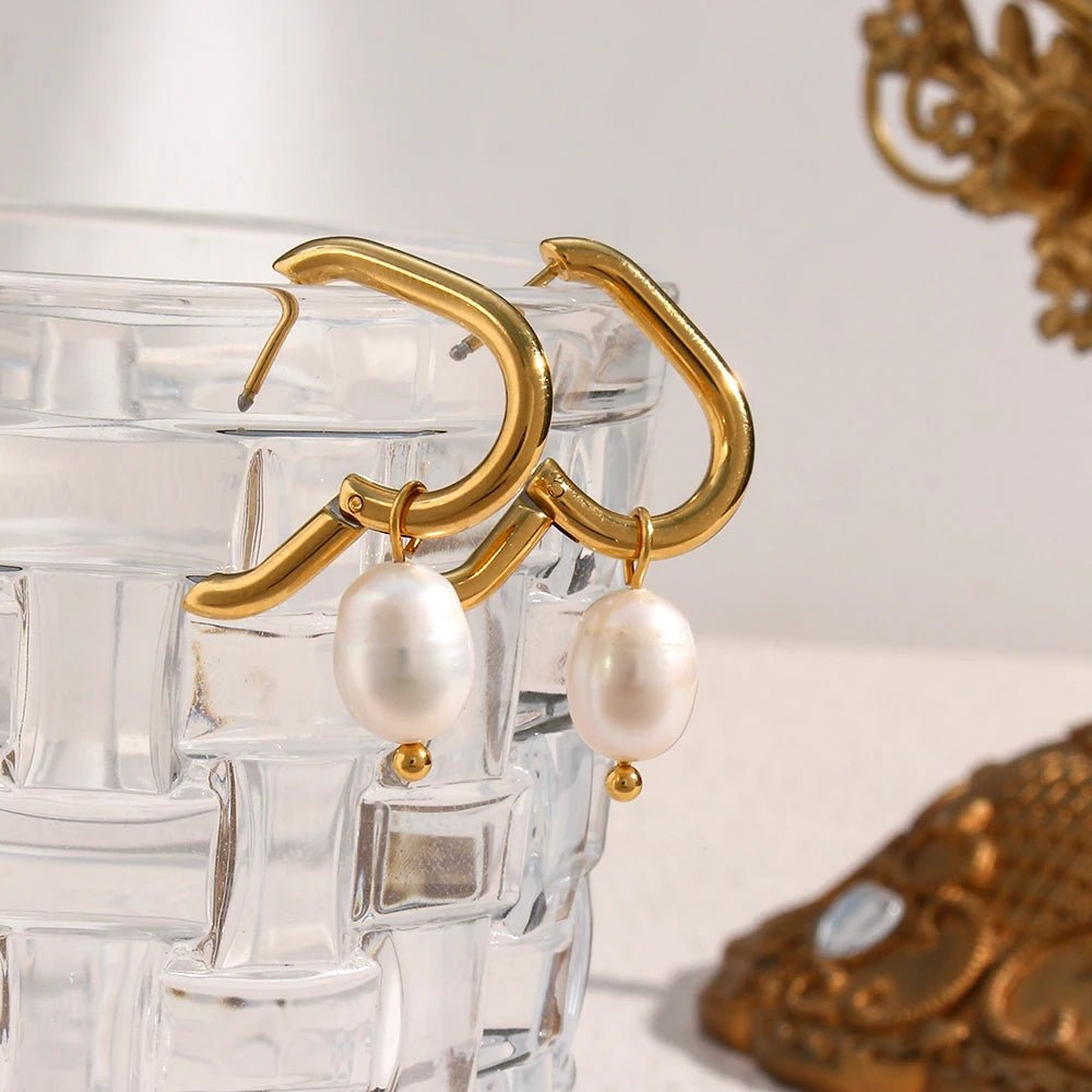 Freshwater Pearl Hoop Earrings - Zafinne Jewelry