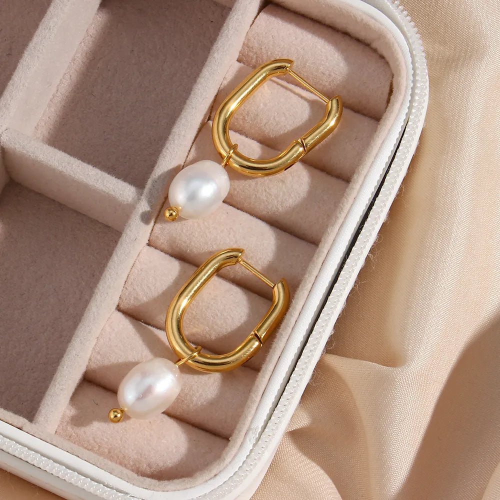 Freshwater Pearl Hoop Earrings - Zafinne Jewelry