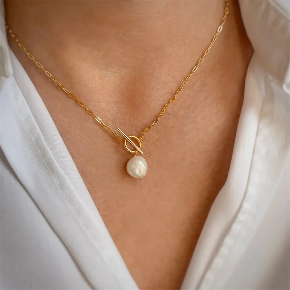 Freshwater Pearl Toggle Necklace - Zafinne Jewelry