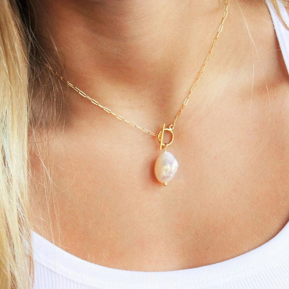 Freshwater Pearl Toggle Necklace - Zafinne Jewelry