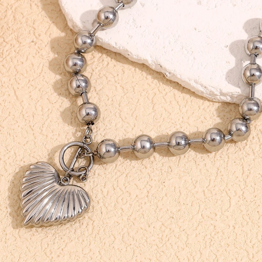 Heart Beaded Buckle Necklace - Zafinne Jewelry