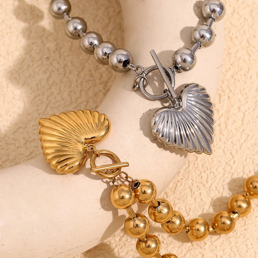 Heart Beaded Buckle Necklace - Zafinne Jewelry