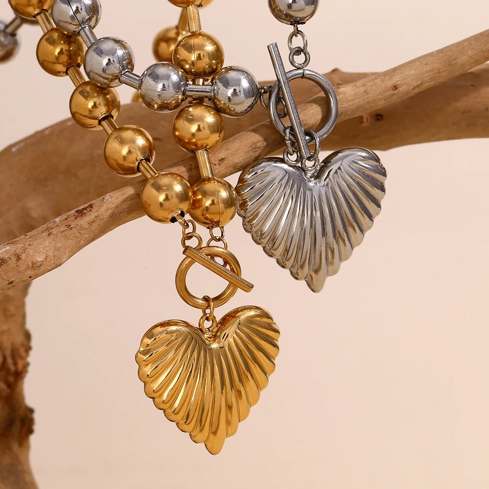 Heart Beaded Buckle Necklace - Zafinne Jewelry