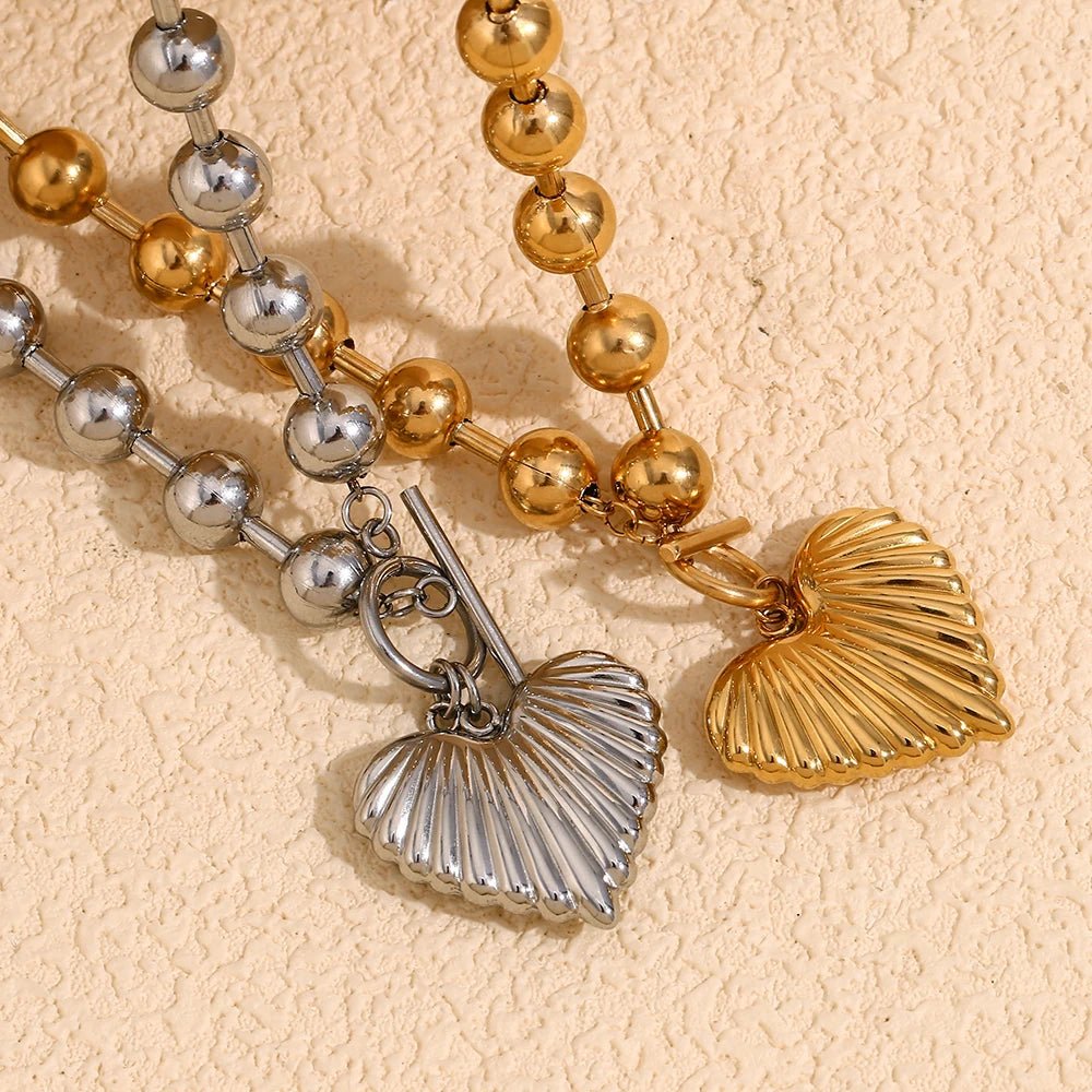 Heart Beaded Buckle Necklace - Zafinne Jewelry