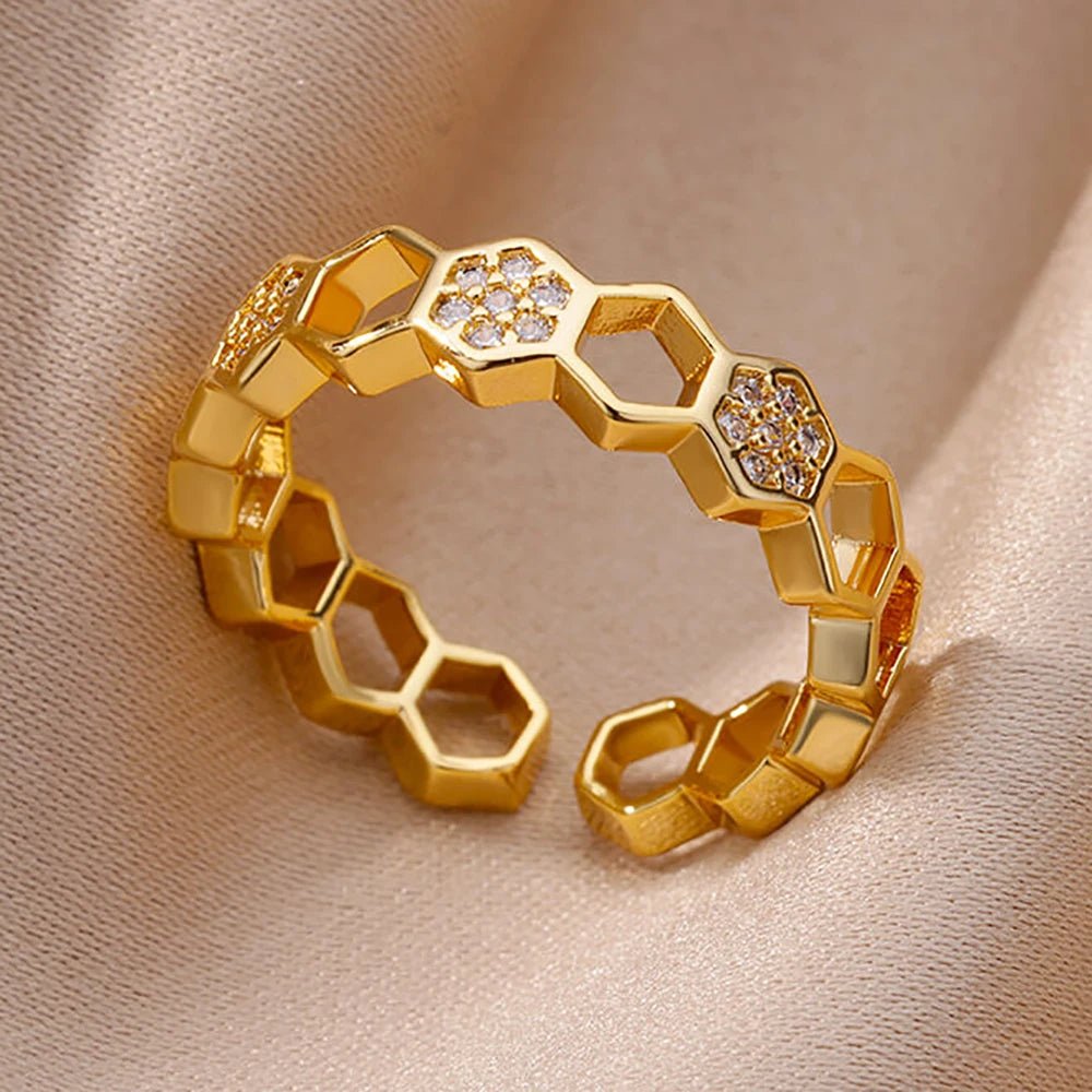 Honeycomb Adjustable Ring - Zafinne Jewelry