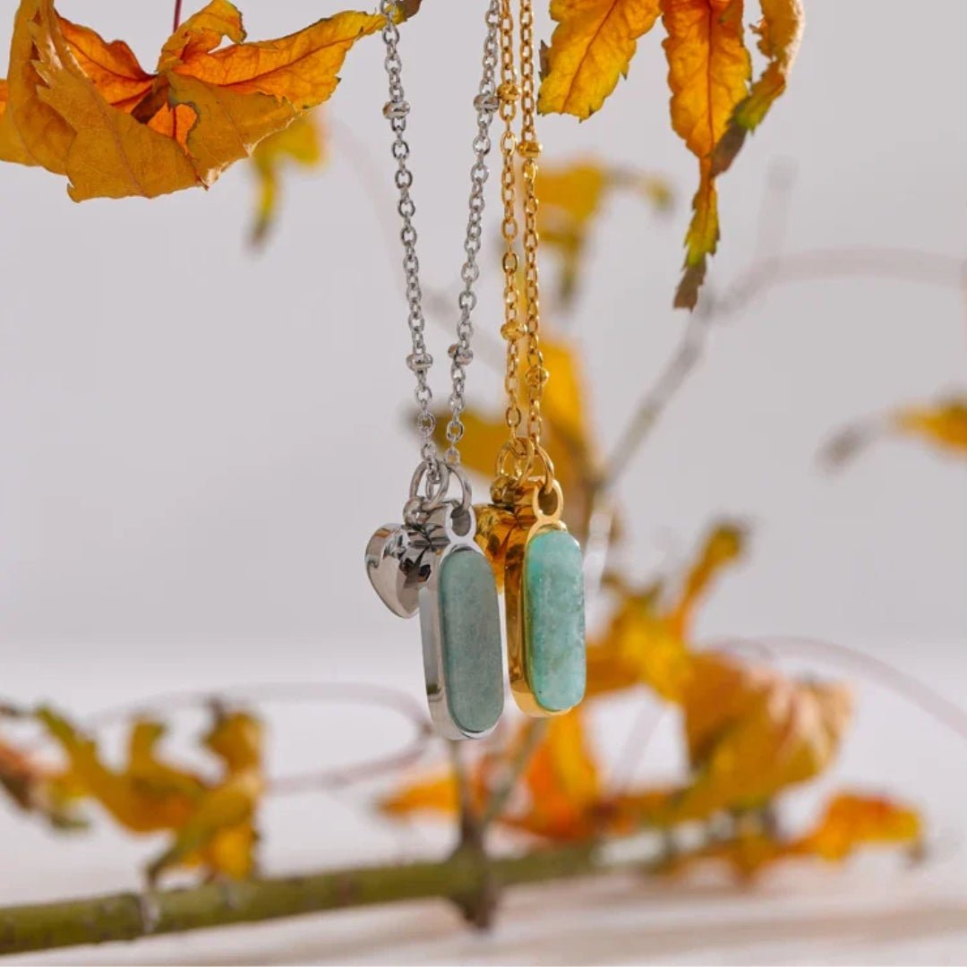 Isla Natural Amazonite Green Stone Heart Necklace - Zafinne Jewelry