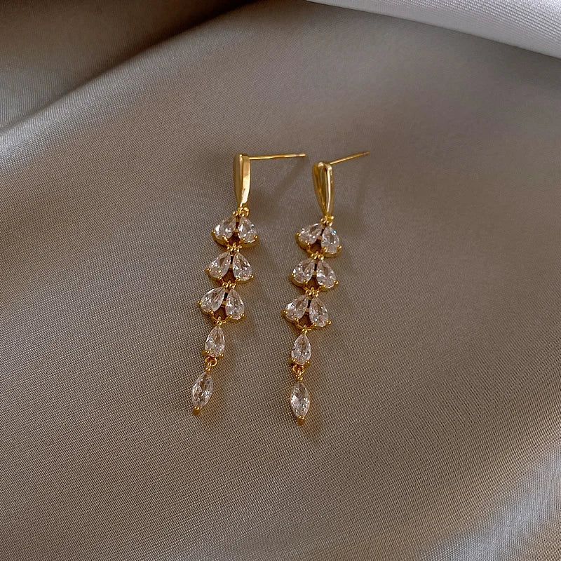 Long Leaf Earrings - Zafinne Jewelry