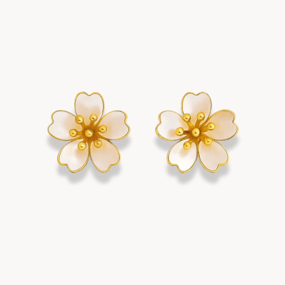 Natural Shell White Flower Earrings - Zafinne Jewelry