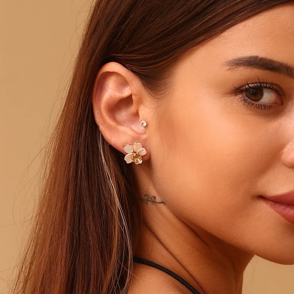 Natural Shell White Flower Earrings - Zafinne Jewelry