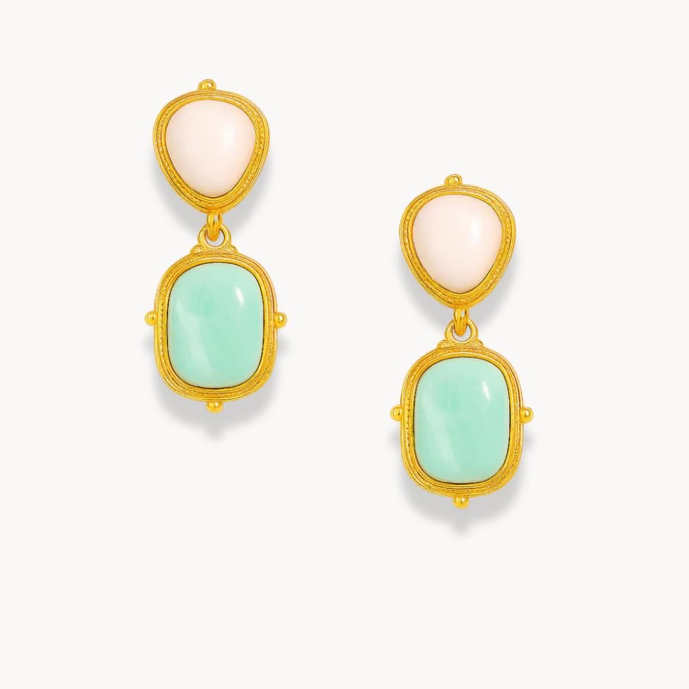 Natural Stone White Jade Amazonite Earrings - Zafinne Jewelry