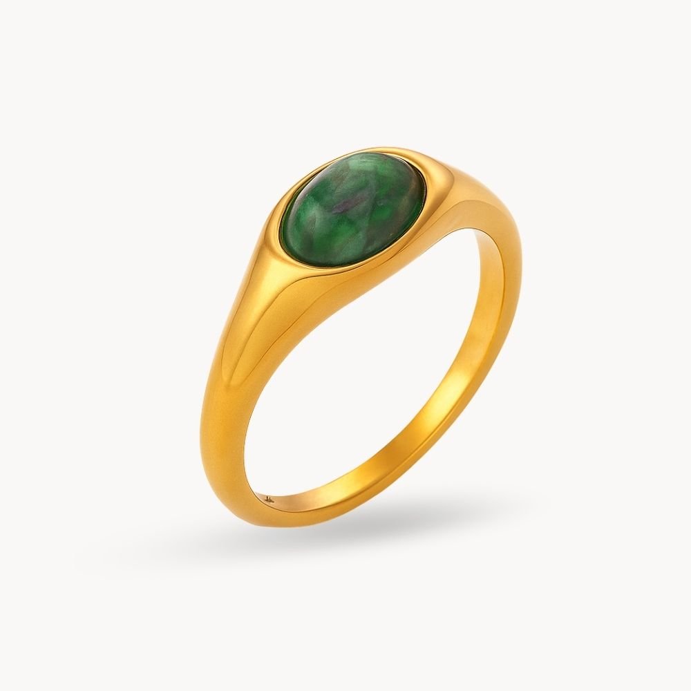 Oval Natural Stone Ring - Zafinne Jewelry