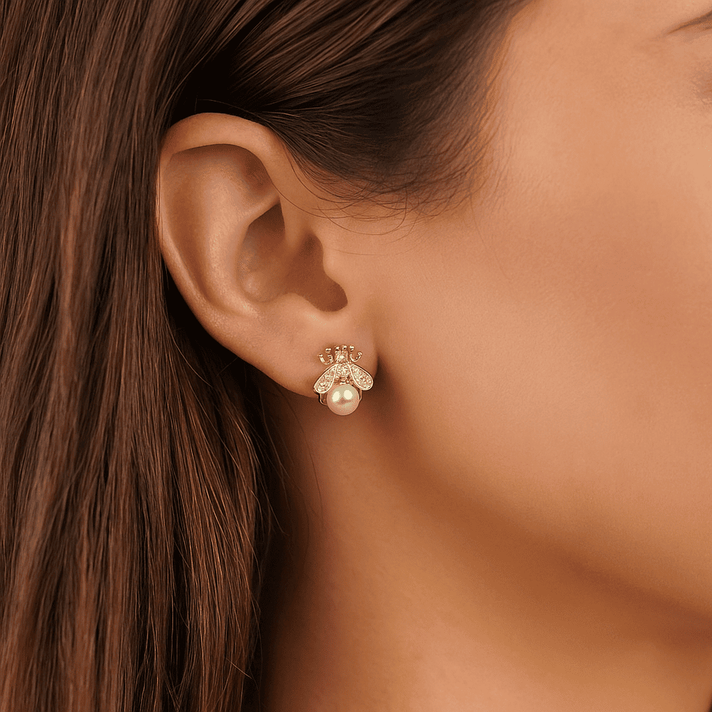 Pearl Bee Earrings - Zafinne Jewelry