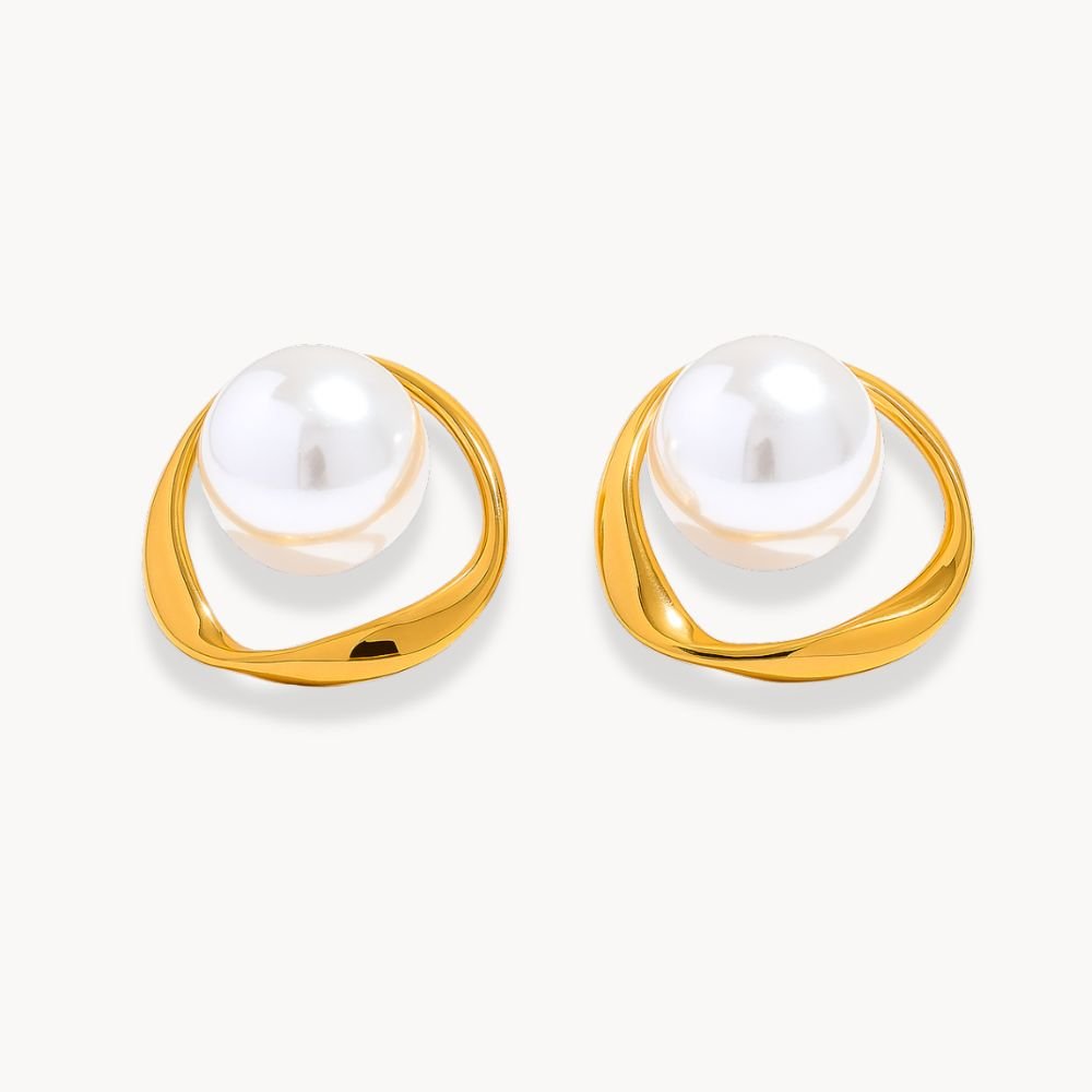Pearls Round Hollow Earrings - Zafinne Jewelry