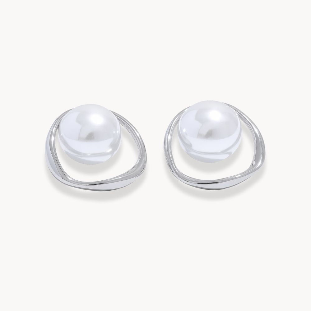 Pearls Round Hollow Earrings - Zafinne Jewelry