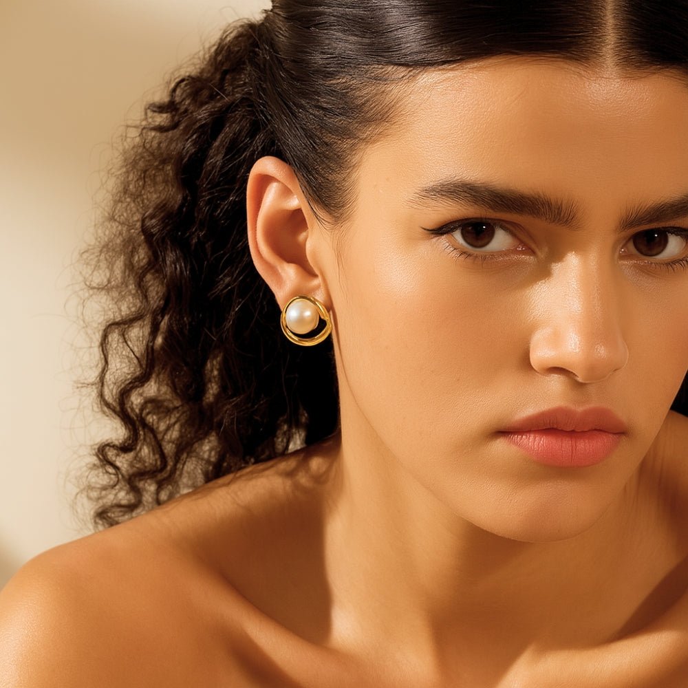 Pearls Round Hollow Earrings - Zafinne Jewelry