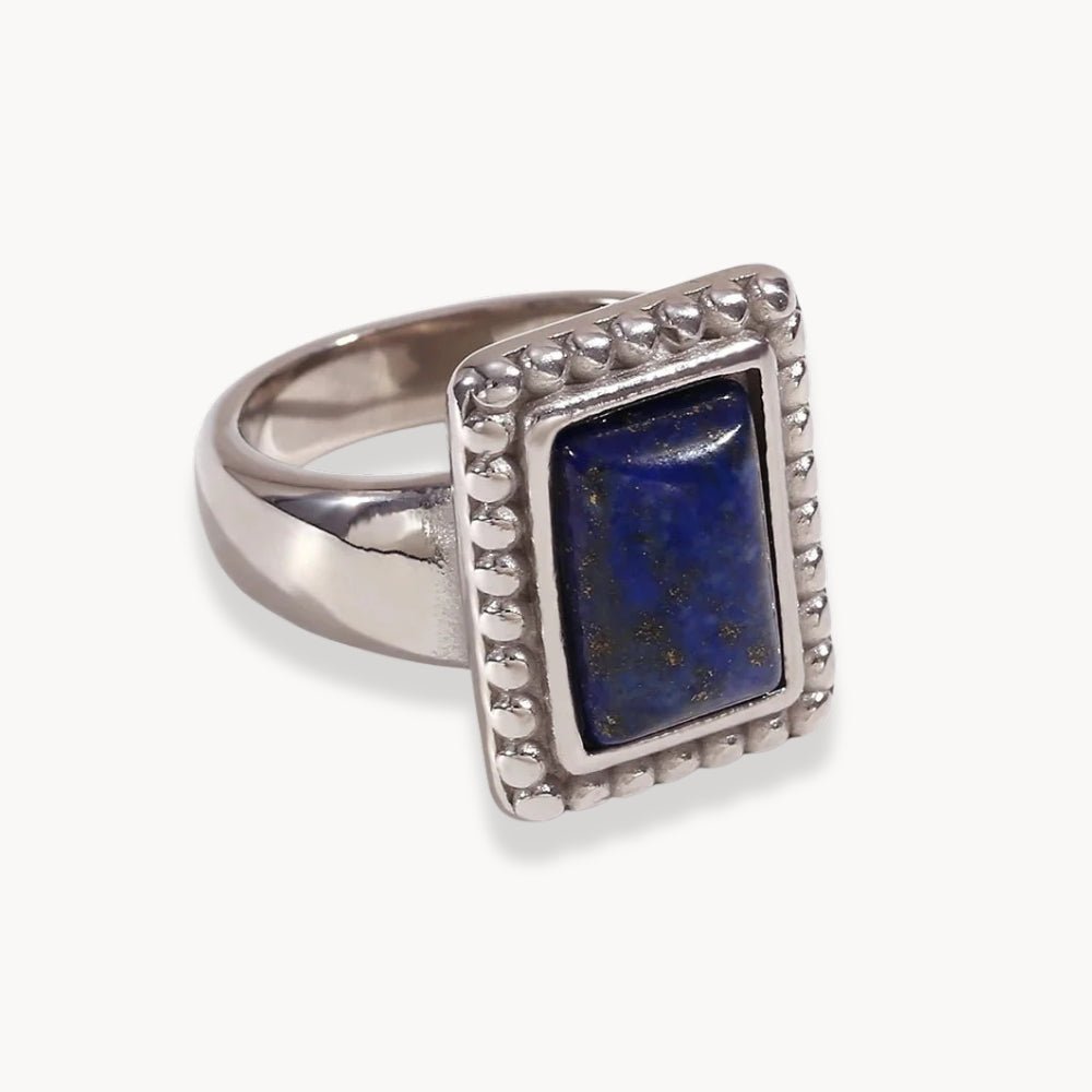 Rectangular Natural Stone Ring - Zafinne Jewelry