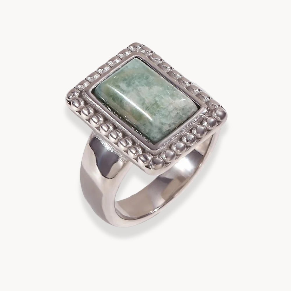 Rectangular Natural Stone Ring - Zafinne Jewelry